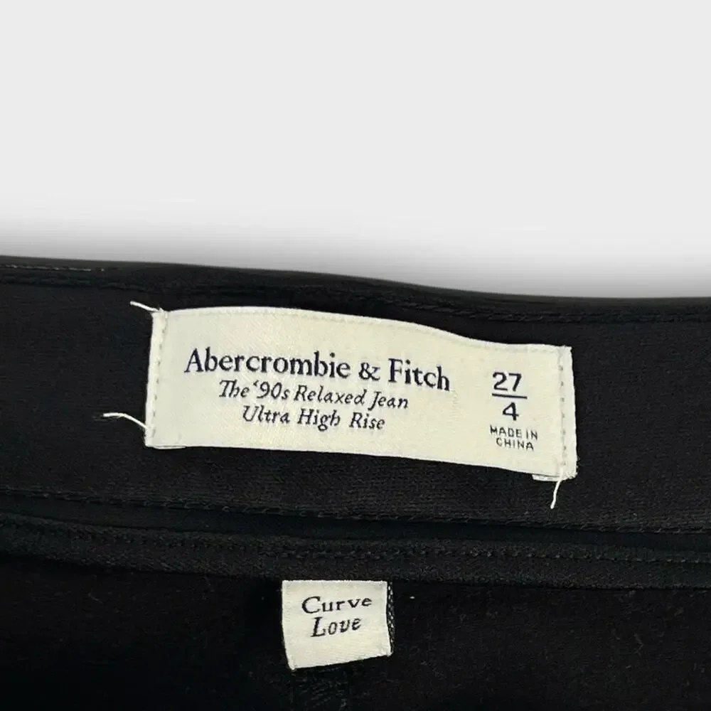 Abercrombie & Fitch Curve Love Vegan Leather 90s Relaxed Pant Black Size 27/4 - Picture 5 of 8